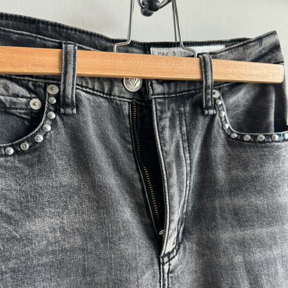 NWT Rag & Bone High Rise Skinny Wren Jeans Black Studded Women's Size 26 - Picture 15 of 15